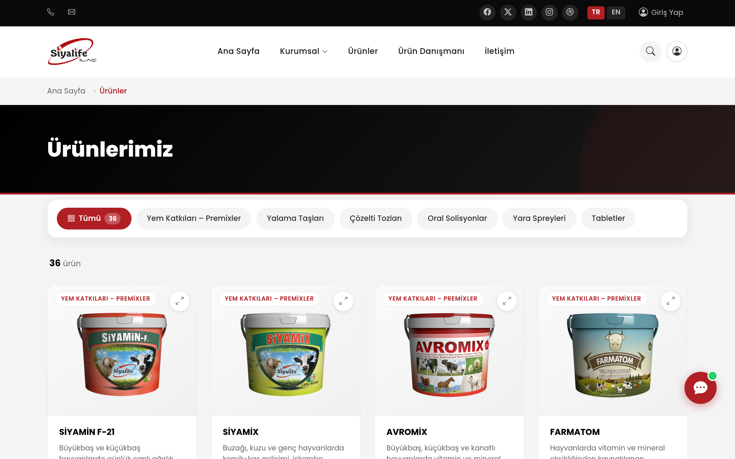 Ürünler Sayfası